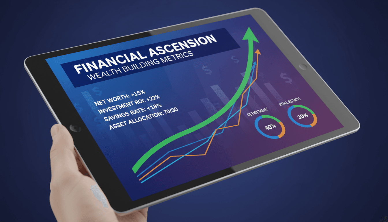 Growth chart showing financial progress and wealth building on tablet screen