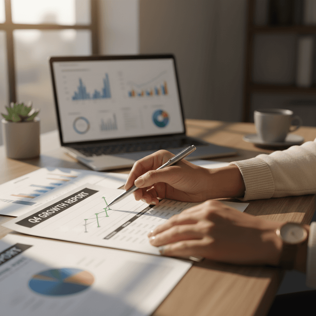 Clinic owner analyzing financial performance data