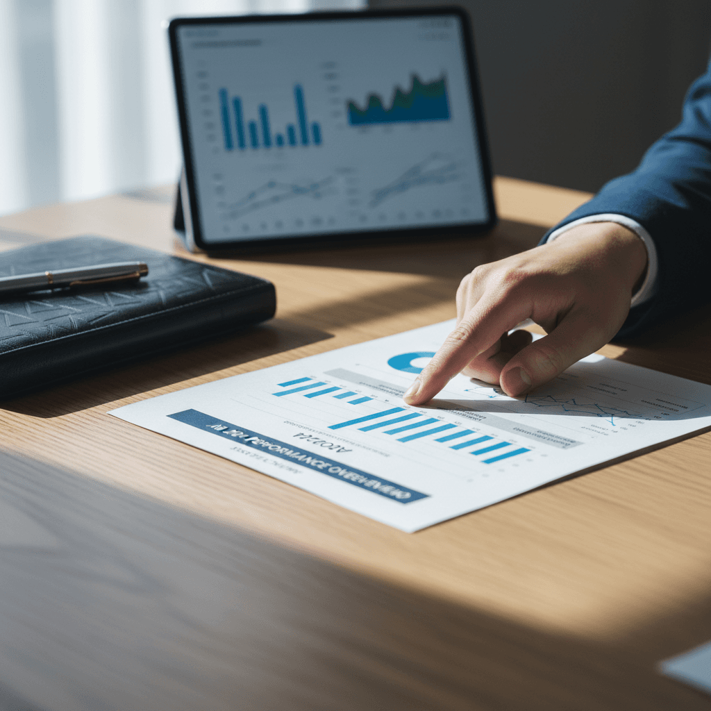 Financial advisor reviewing business strategy documents